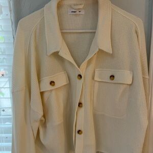 O’Neill cropped waffle knit lightweight button up